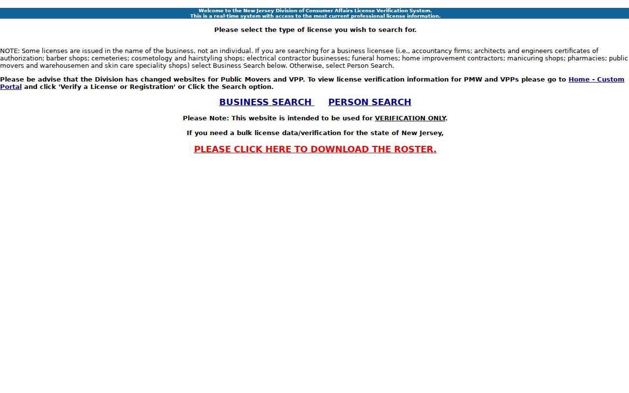 Elizabeth residents directory reference to New Jersey license verification